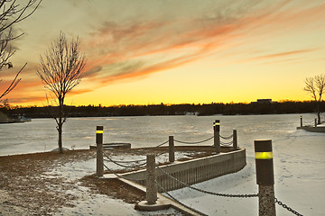 Image showing Wascana lake freezing