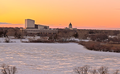 Image showing Wascana lake freezing