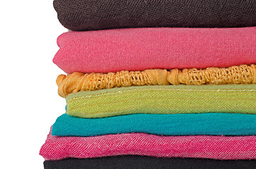 Image showing Pile of colorful scarves