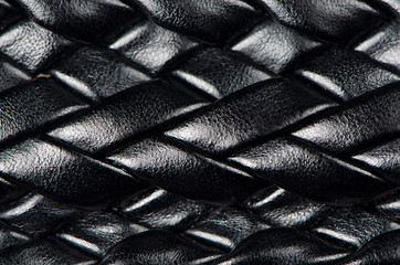 Image showing Black leather woven pattern