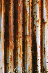 Image showing Corrugated rusty iron wall