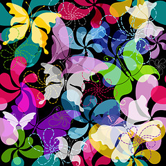 Image showing Seamless dark floral pattern