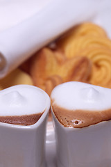 Image showing heart shaped espresso coffee cappuccino cups