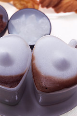 Image showing heart shaped espresso coffee cappuccino cups