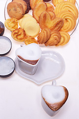 Image showing heart shaped espresso coffee cappuccino cups