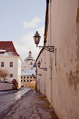 Image showing View of Vilnius oldtown street. Lithuania.