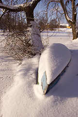 Image showing Boat covered by snow. 