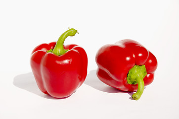 Image showing Two red paprikas. Ecological food.