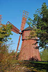 Image showing Beautiful Red Windmill