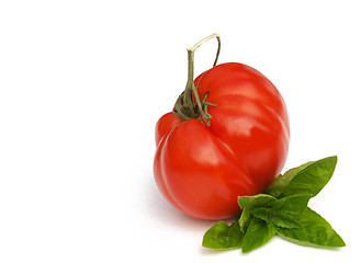 Image showing heirloom tomato with basil