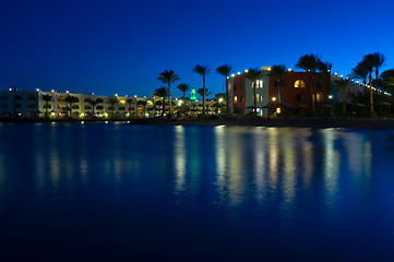 Image showing Red Sea resort at night