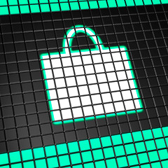 Image showing Shopping bag icon on pixel screen