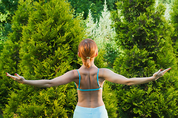 Image showing Beautiful woman practicing fitness or yoga