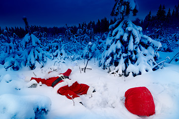 Image showing Santa fallen into snow