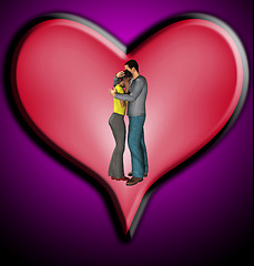 Image showing Couple Hugging With Love Heart 