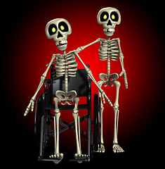 Image showing Skeleton Helping A Disabled Skeleton