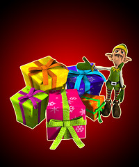 Image showing Elf With Lots Of Presents 