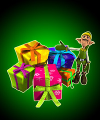 Image showing Elf With Lots Of Presents 