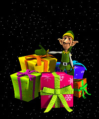 Image showing Santas Elf With Presents