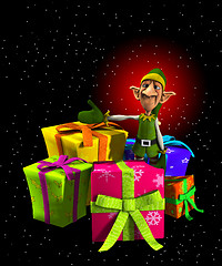 Image showing Santas Elf With Presents