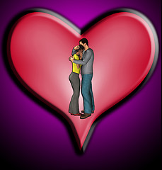 Image showing Couple Hugging With Love Heart 