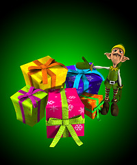 Image showing Elf With Lots Of Presents 