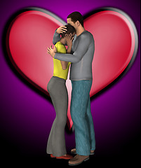 Image showing Couple Hugging With Love Heart 