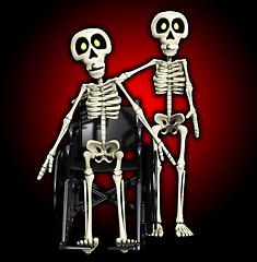 Image showing Skeleton Helping A Disabled Skeleton