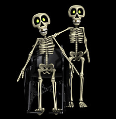 Image showing Skeleton Helping A Disabled Skeleton