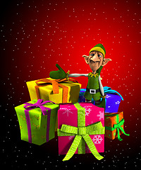 Image showing Santas Elf With Presents