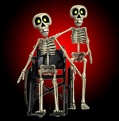 Image showing Skeleton Helping A Disabled Skeleton