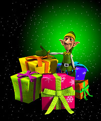 Image showing Santas Elf With Presents