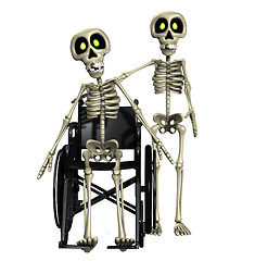 Image showing Skeleton Helping A Disabled Skeleton