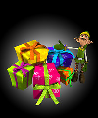 Image showing Elf With Lots Of Presents 