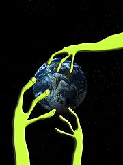 Image showing Alien Arm Grabbing The World 