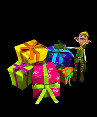 Image showing Elf With Lots Of Presents 