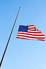 Image showing Half staff American flag