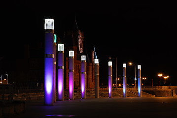 Image showing lighted columns in night
