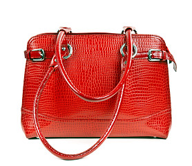Image showing red leather ladies handbag