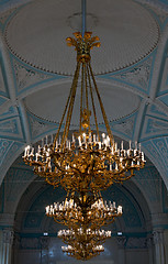 Image showing gold chandeliers in the Hermitage in St. Petersburg.