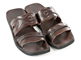 Image showing a pair of leather slippers for men