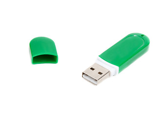 Image showing USB memory in green body with open lid