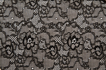 Image showing Background from black lace with pattern with form flower