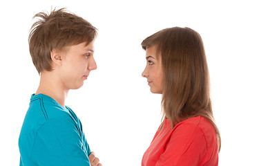 Image showing pair of teenagers looked at each other