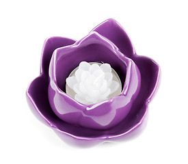 Image showing Candle in the form of porcelain violet