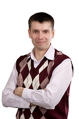 Image showing portrait of a man in a plaid vest and shirt