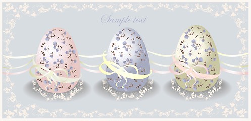 Image showing Easter card.  Illustration of Easter eggs. Illustration lace. 