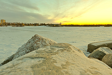 Image showing Wascana lake freezing