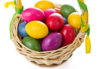 Image showing colorful easter eggs in basket