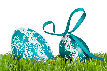 Image showing easter eggs in grass